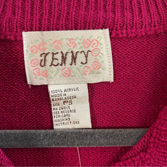 Vintage Jenny Cardigan Hot Pink Knit Button Front Sweater Sz SP NWT Old Stock - Picture 5 of 11